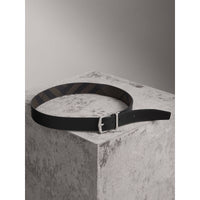 BLACK Ceinture réversible en tissu London check et cuir