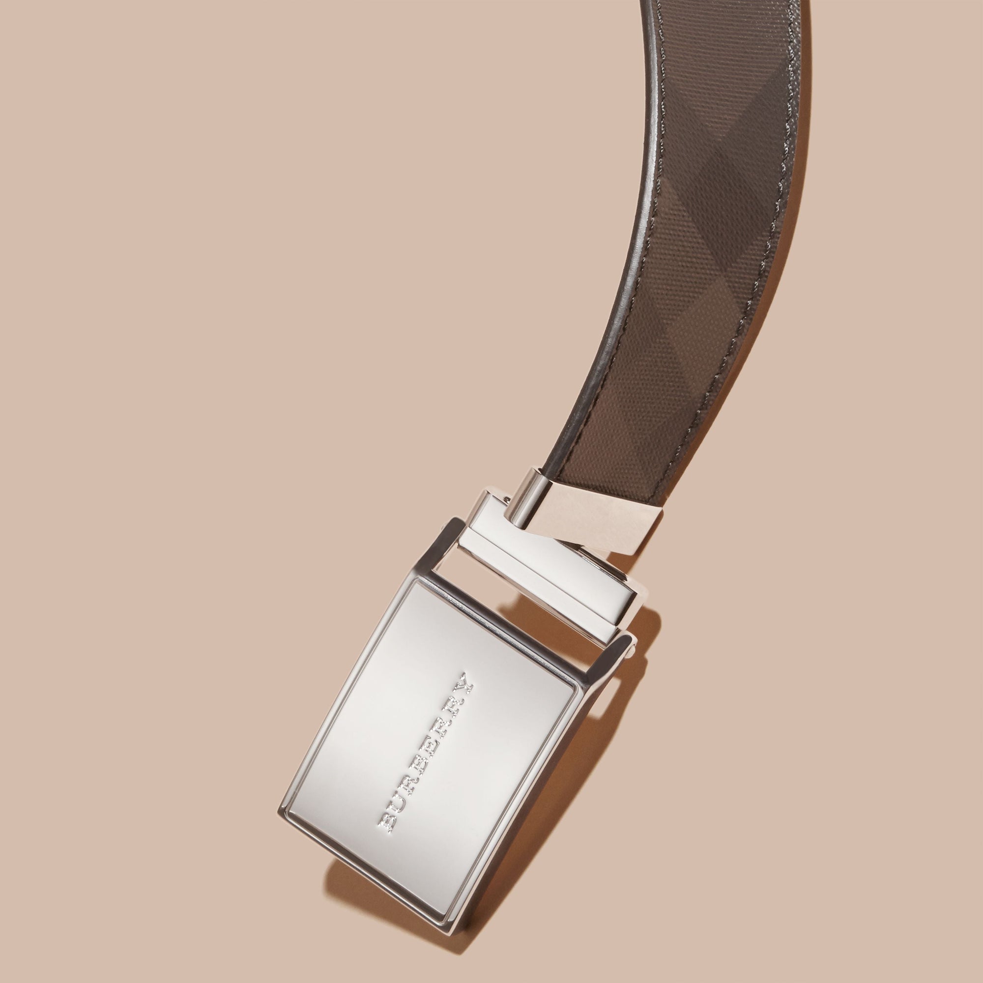 BLACK Ceinture avec plaque réversible en cuir à motif London check