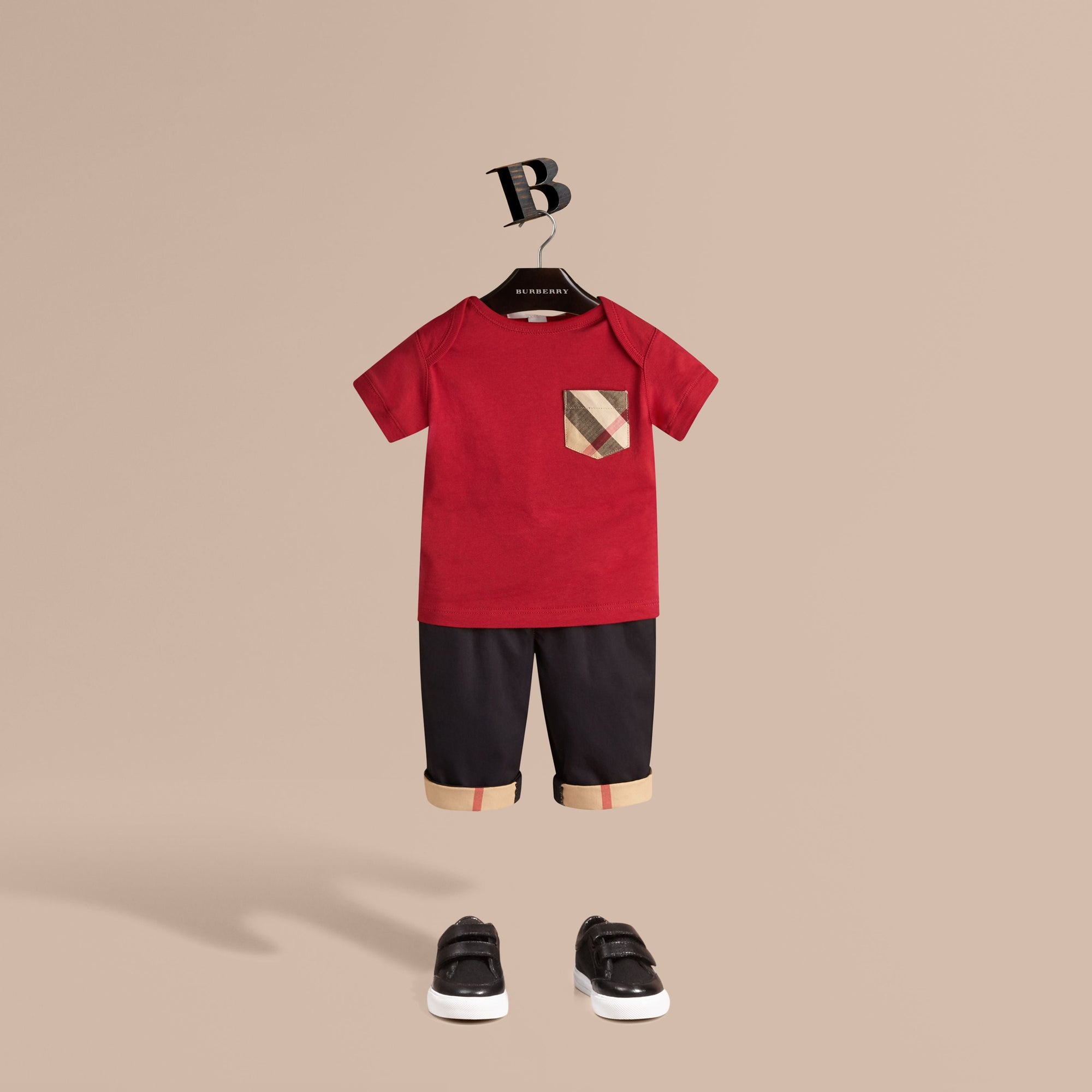 MILITARY RED T-shirt avec poche à motif check