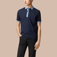 NAVY/PALE BLUE Polo en coton mercerisé