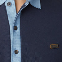 NAVY/PALE BLUE Polo en coton mercerisé