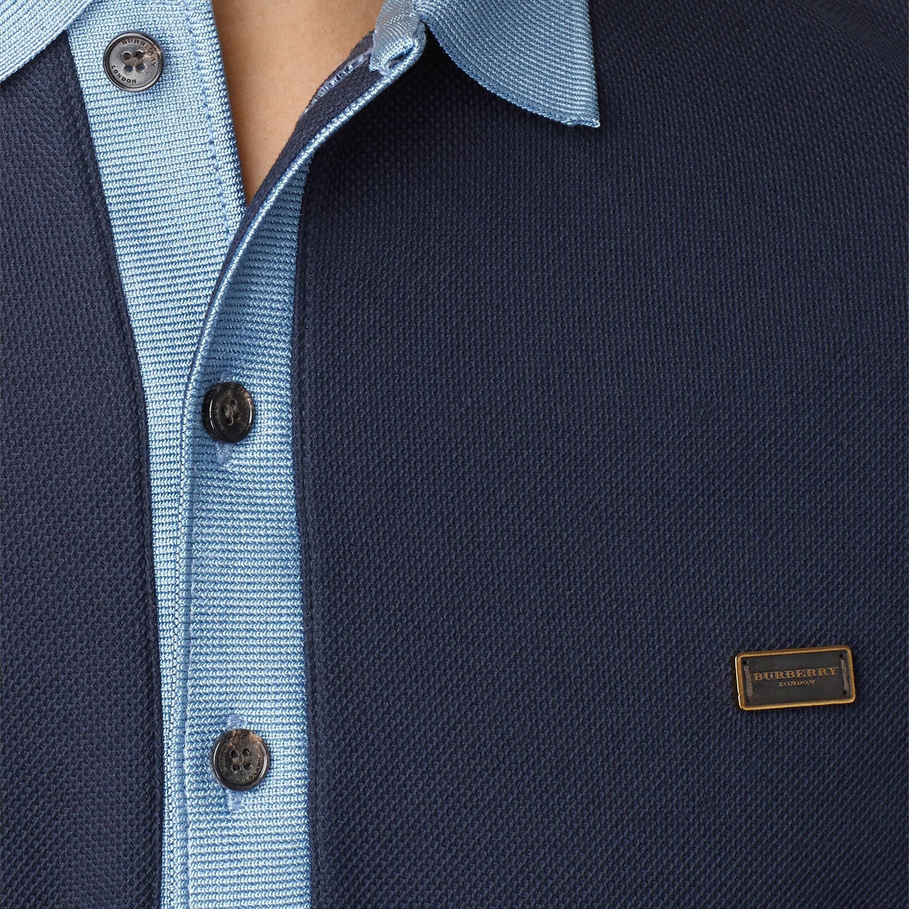 NAVY/PALE BLUE Polo en coton mercerisé