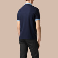 NAVY/PALE BLUE Polo en coton mercerisé