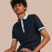 NAVY/PALE BLUE Polo en coton mercerisé