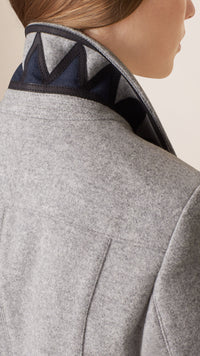 PALE GREY MELANGE Manteau en cachemire et laine Melton avec éléments en cuir