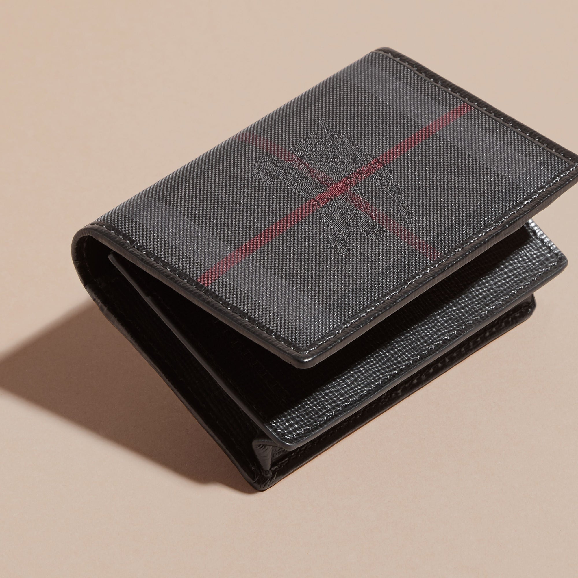 CHARCOAL/BLACK Porte-cartes à motif Horseferry check