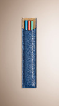 LAPIS BLUE Étui à crayons en cuir grainé