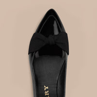 BLACK Mocassins en cuir verni avec nœud en gros-grain