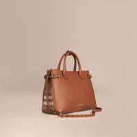 TAN Sac The Banner medium en cuir et coton House check