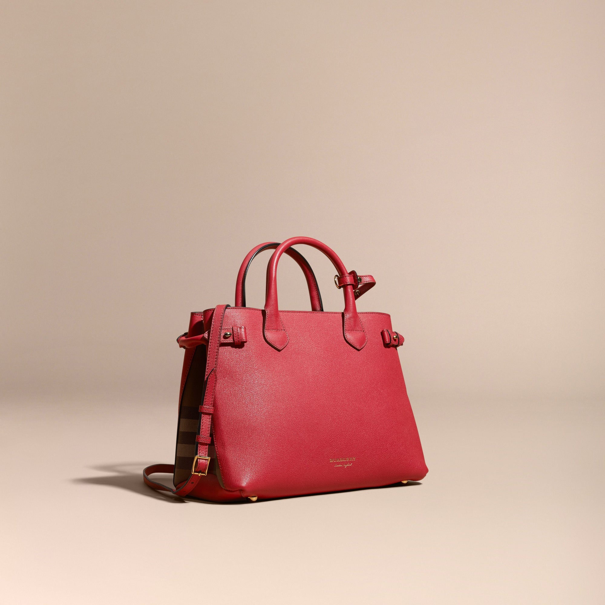 RUSSET RED Sac The Banner medium en cuir et coton House check