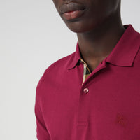 RASPBERRY SORBET Polo en piqué de coton avec patte à motif check