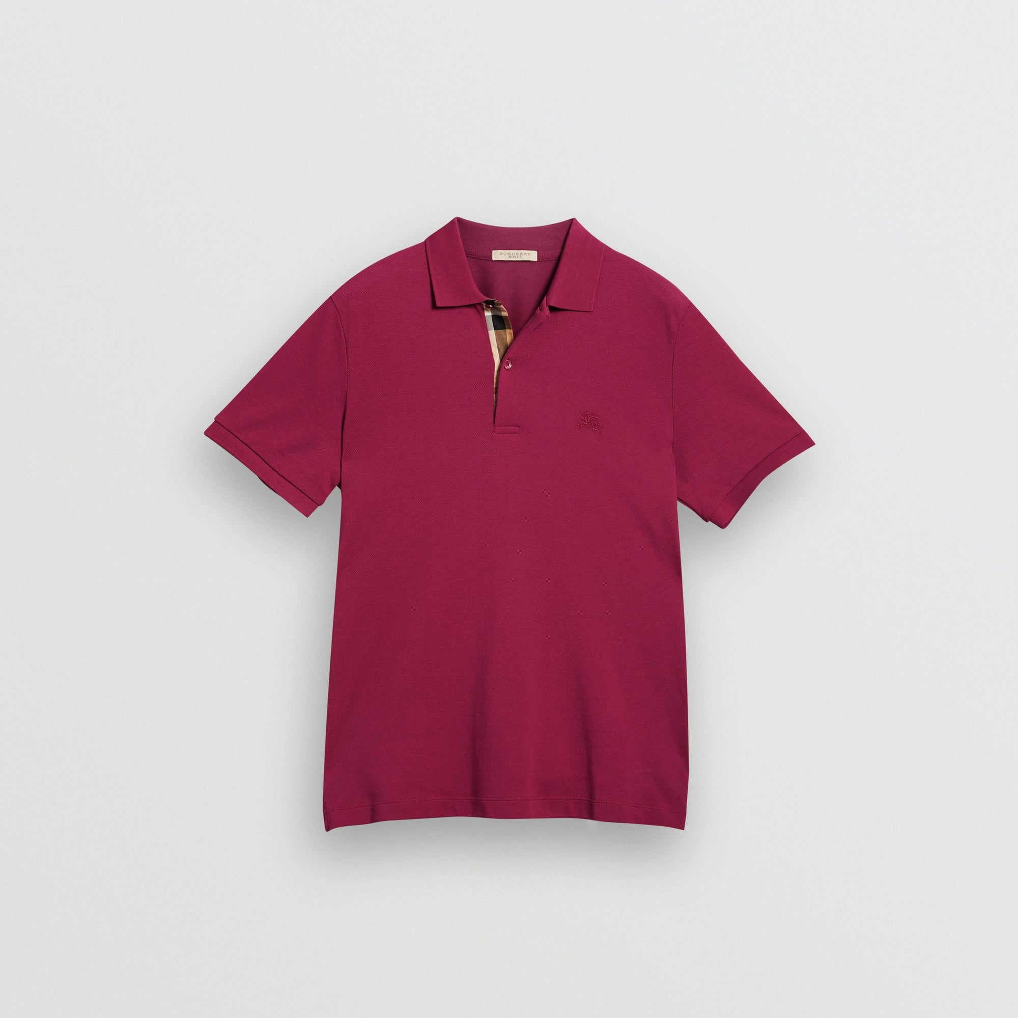 RASPBERRY SORBET Polo en piqué de coton avec patte à motif check