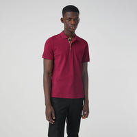 RASPBERRY SORBET Polo en piqué de coton avec patte à motif check
