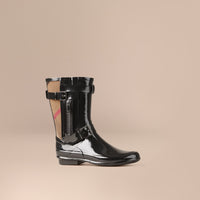 BLACK Bottes de pluie ceinturées avec éléments check
