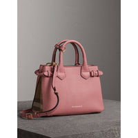 MAUVE PINK Petit sac The Banner en cuir et coton House check