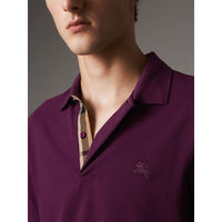 DEEP PURPLE AMETHYST Polo en piqué de coton avec patte à motif check