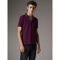 DEEP PURPLE AMETHYST Polo en piqué de coton avec patte à motif check