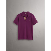 DEEP PURPLE AMETHYST Polo en piqué de coton avec patte à motif check