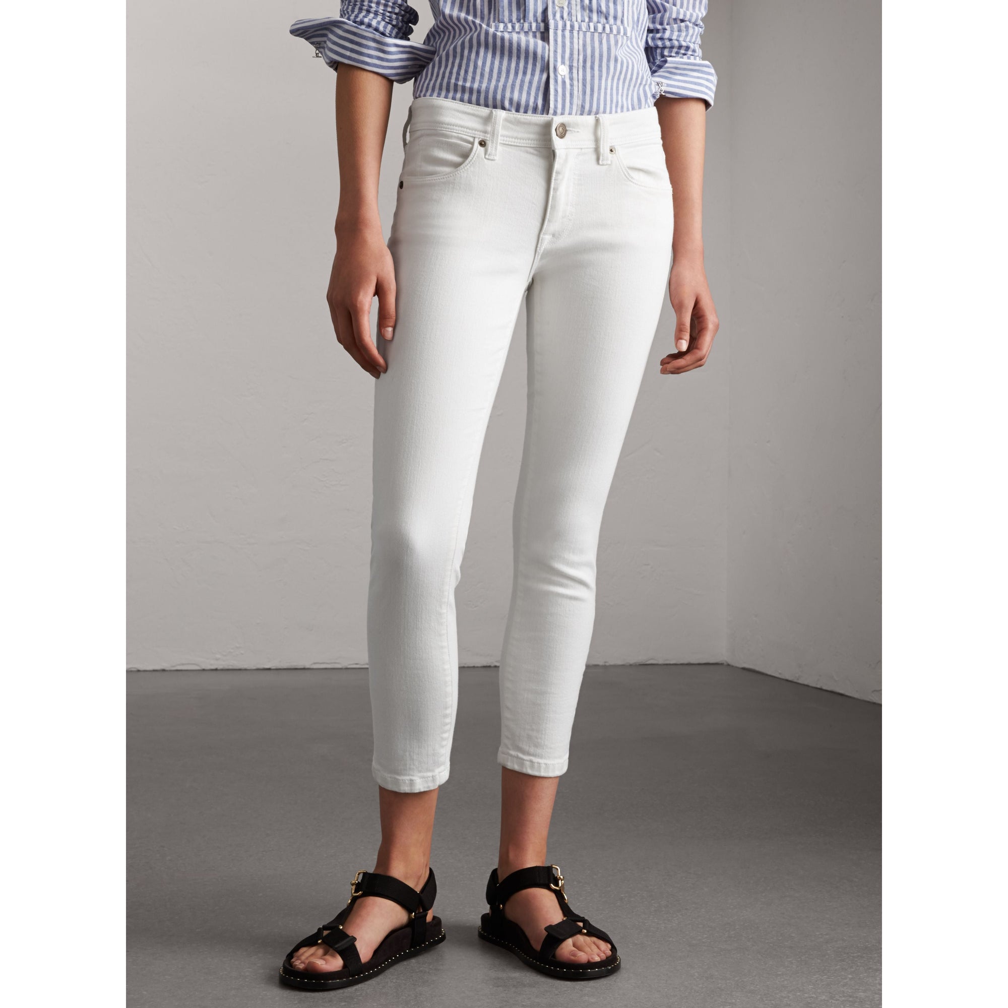 WHITE Jean skinny taille basse raccourci