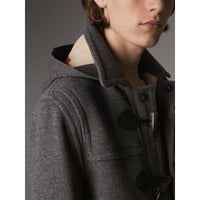 MID GREY MELANGE Veste duffle-coat en laine avec capuche amovible