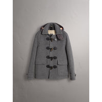 MID GREY MELANGE Veste duffle-coat en laine avec capuche amovible