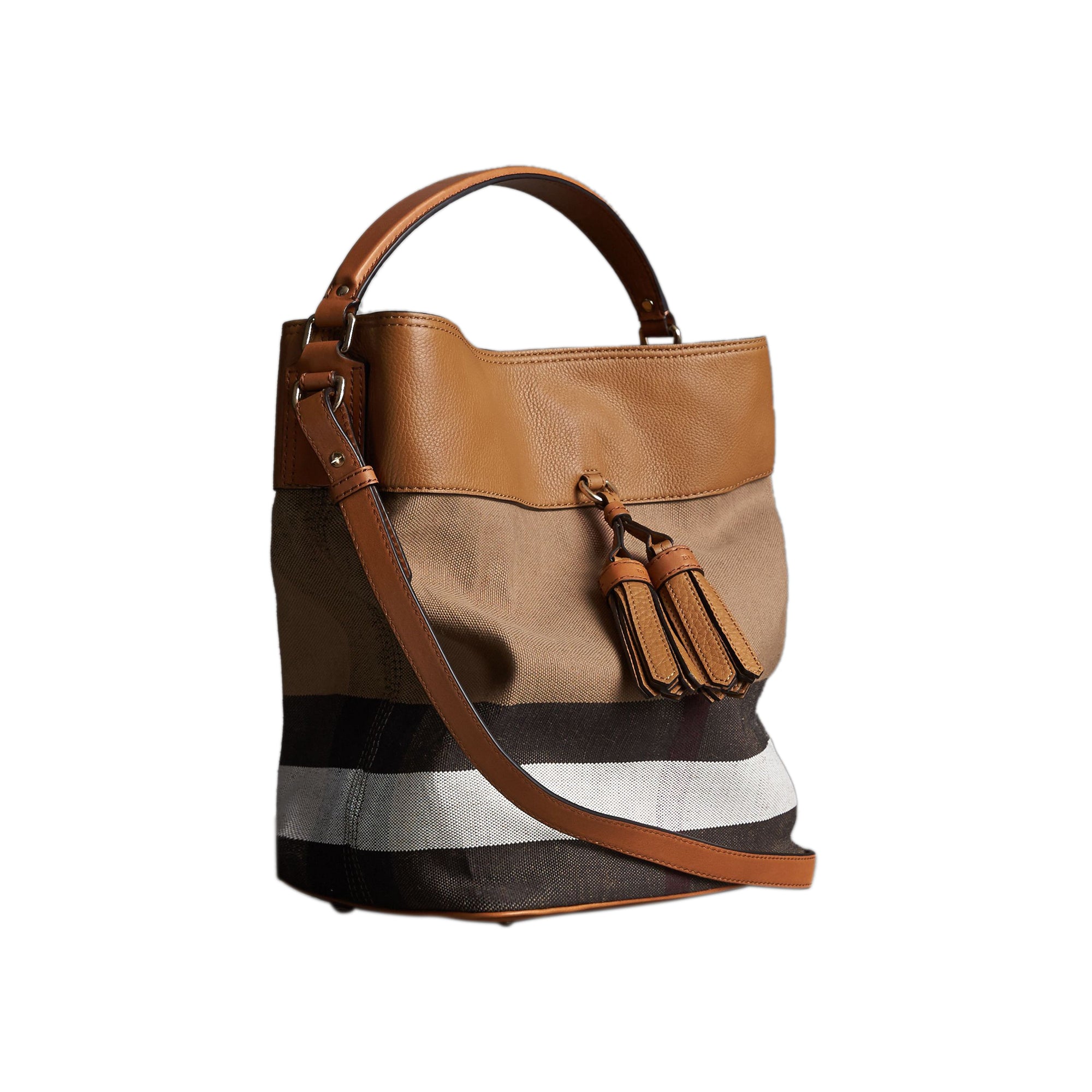 Sac The Ashby moyen à motif Canvas check avec cuir - Marron Cigare