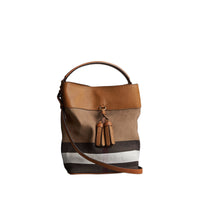 Sac The Ashby moyen à motif Canvas check avec cuir - Marron Cigare