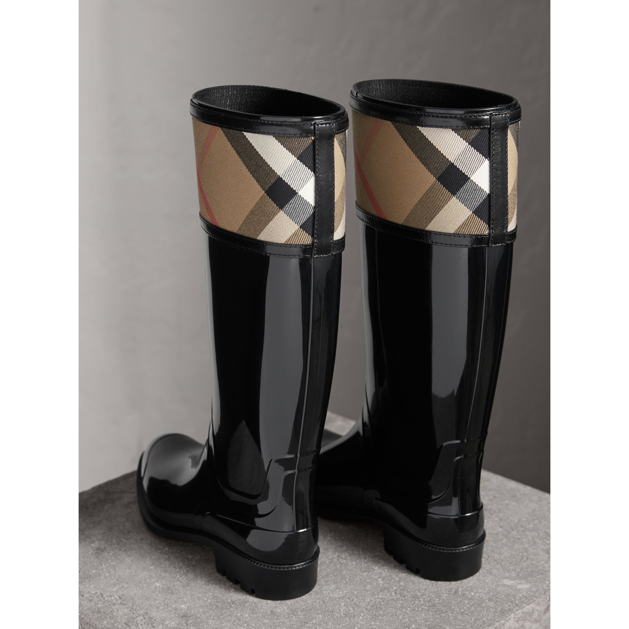 BLACK Bottes de pluie en house check