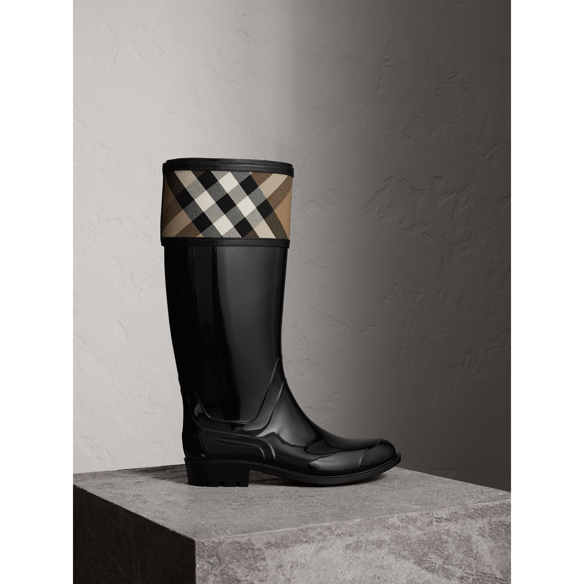 BLACK Bottes de pluie en house check
