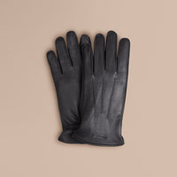 BLACK Gants en peau de cerf doublés de fourrure