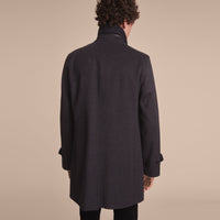 DARK GREY MELANGE Paletot en laine vierge et cachemire