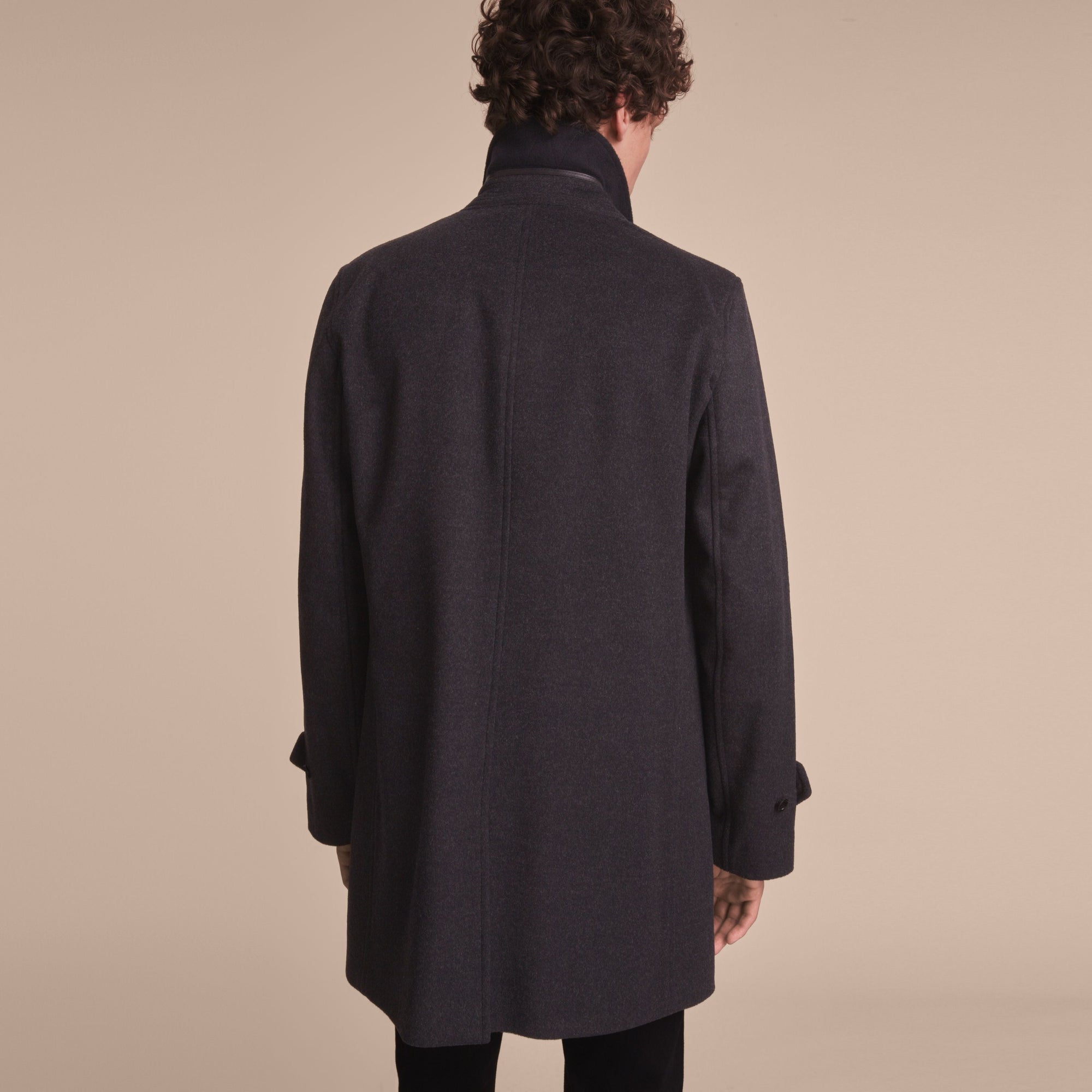 DARK GREY MELANGE Paletot en laine vierge et cachemire
