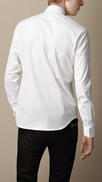 WHITE Chemise en coton extensible avec éléments check