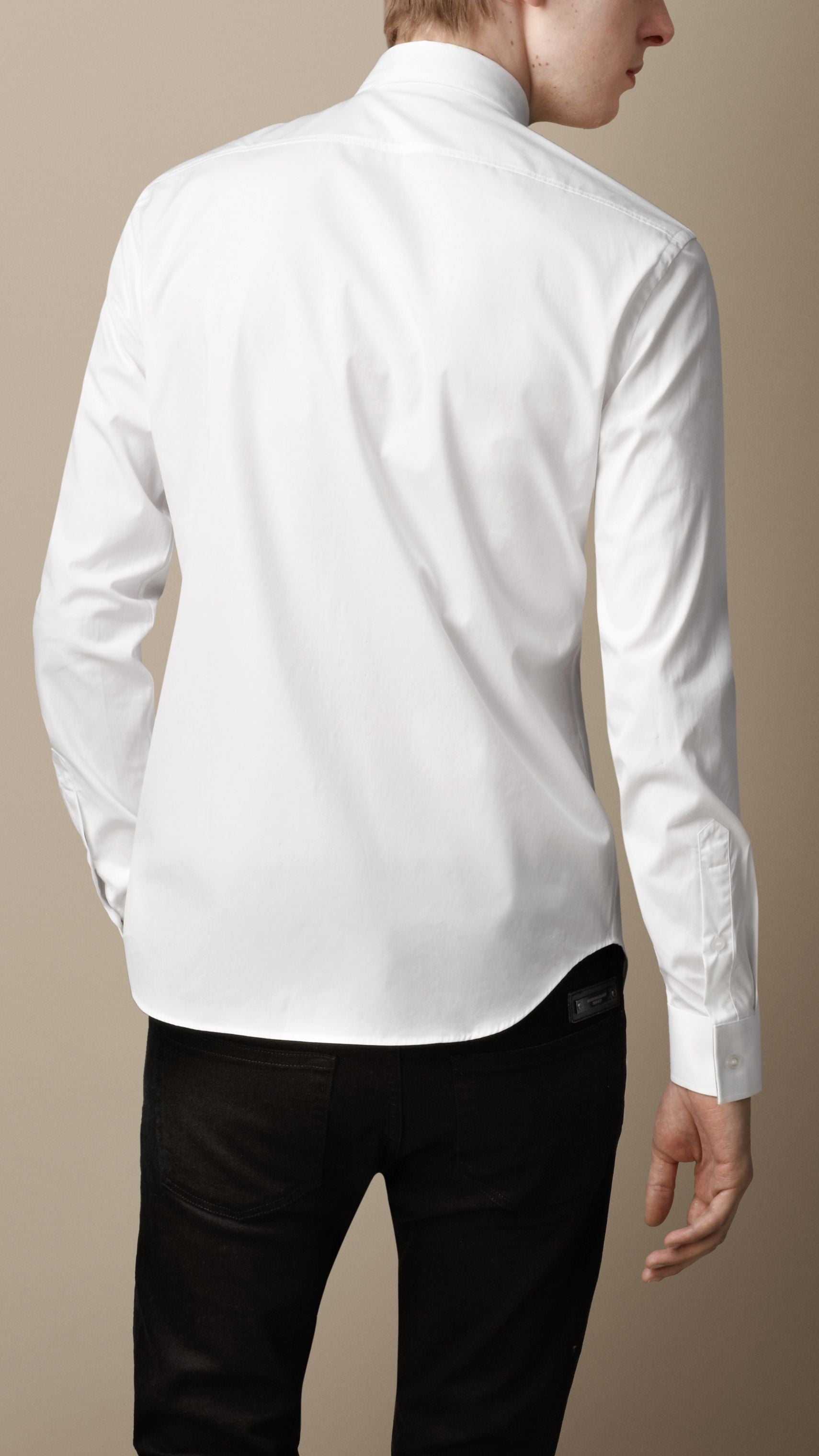 WHITE Chemise en coton extensible avec éléments check