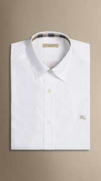 WHITE Chemise en coton extensible avec éléments check