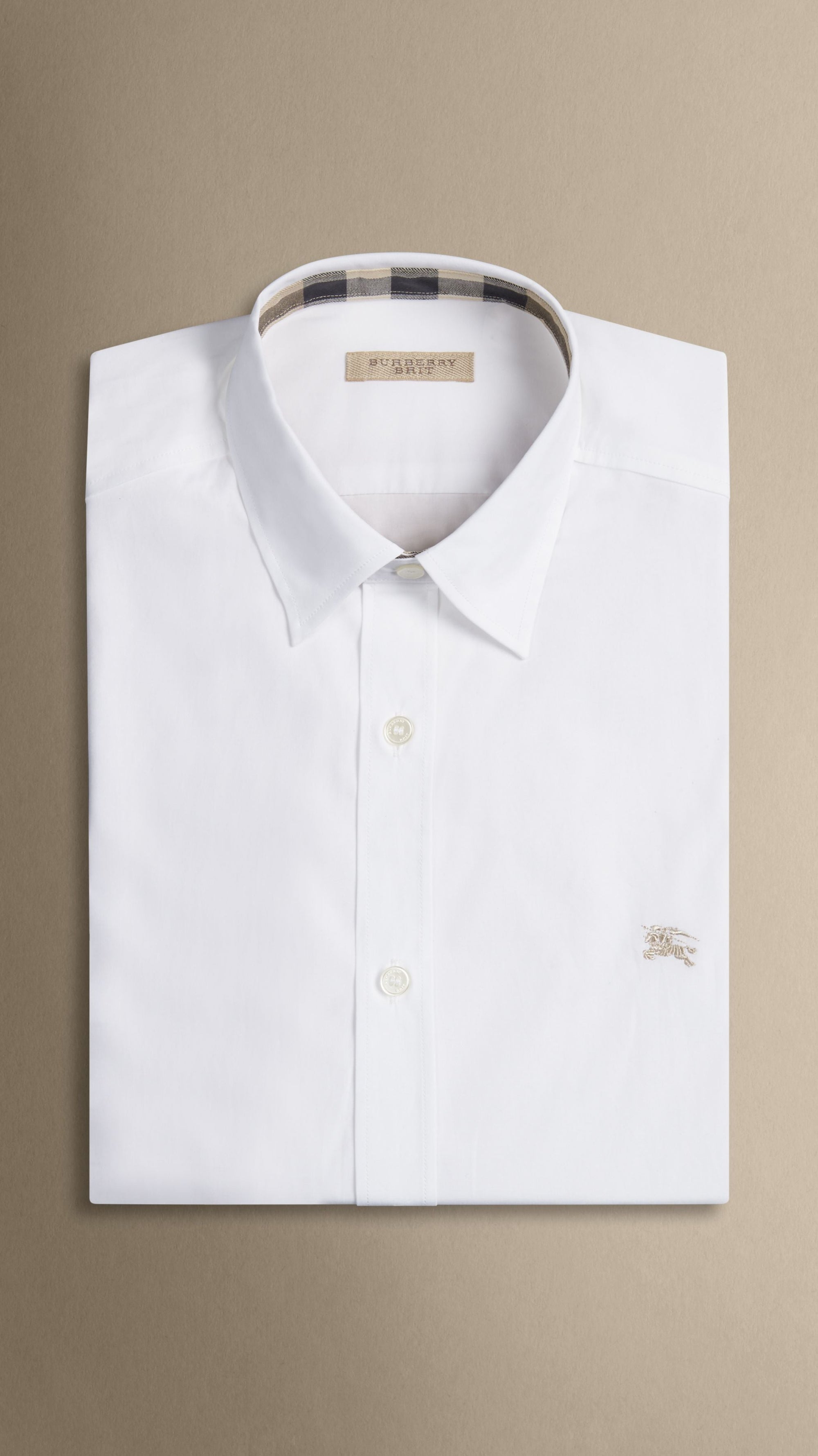 WHITE Chemise en coton extensible avec éléments check