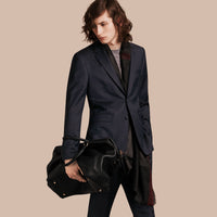 NAVY Costume ajusté en laine vierge œil-de-perdrix Travel Tailoring