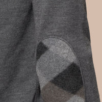 MID GREY MEL Pull en laine avec coudières check