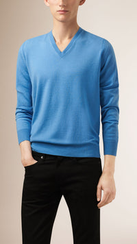 PALE PERIDOT BLUE Pull en laine avec ornements check