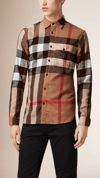 CAMEL Chemise en flanelle de coton Exploded check