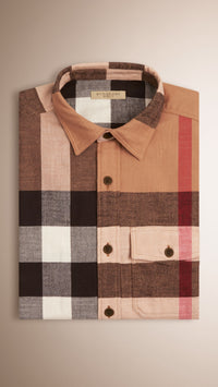 CAMEL Chemise en flanelle de coton Exploded check