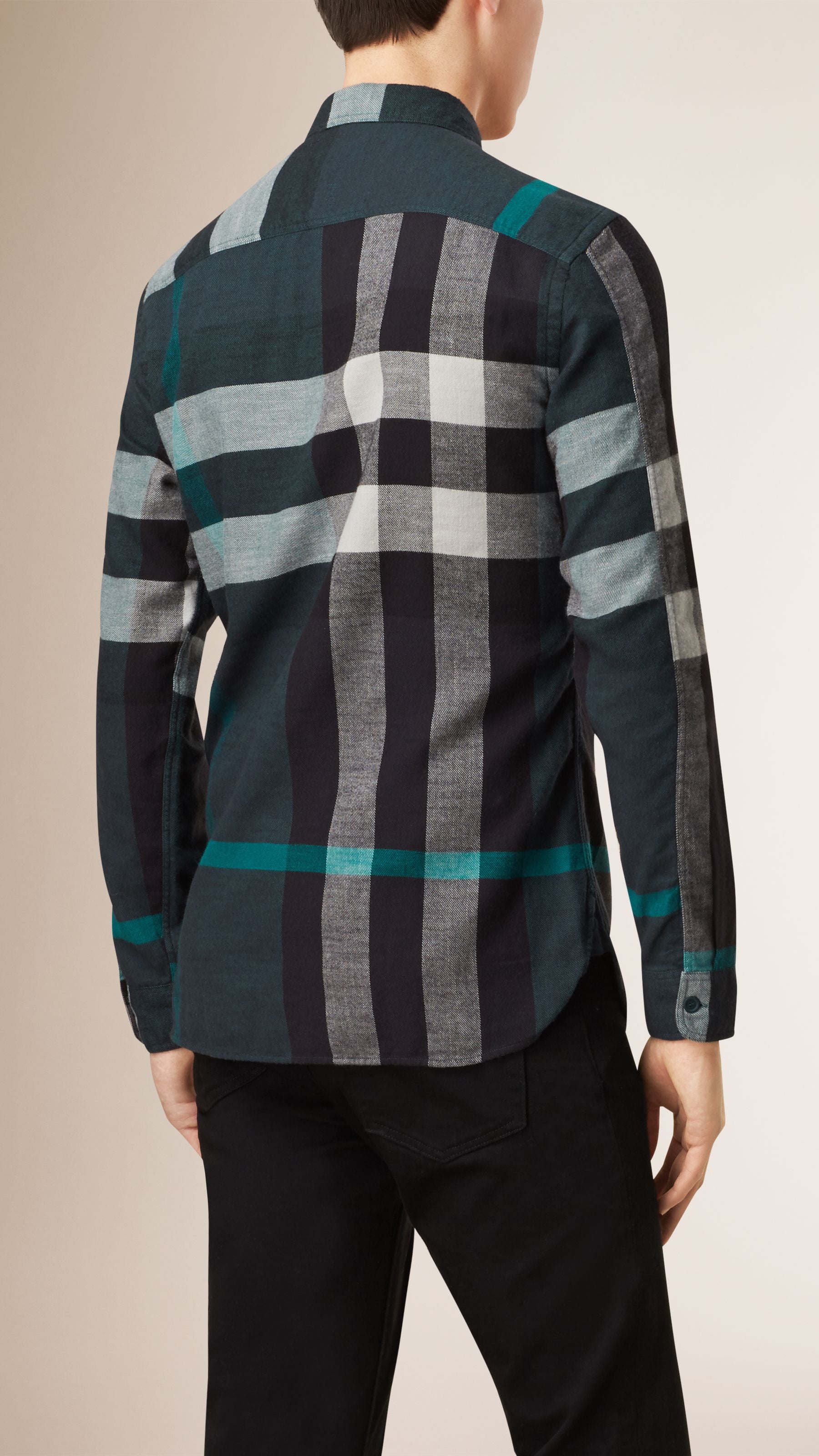DARK TEAL Chemise en flanelle de coton Exploded check