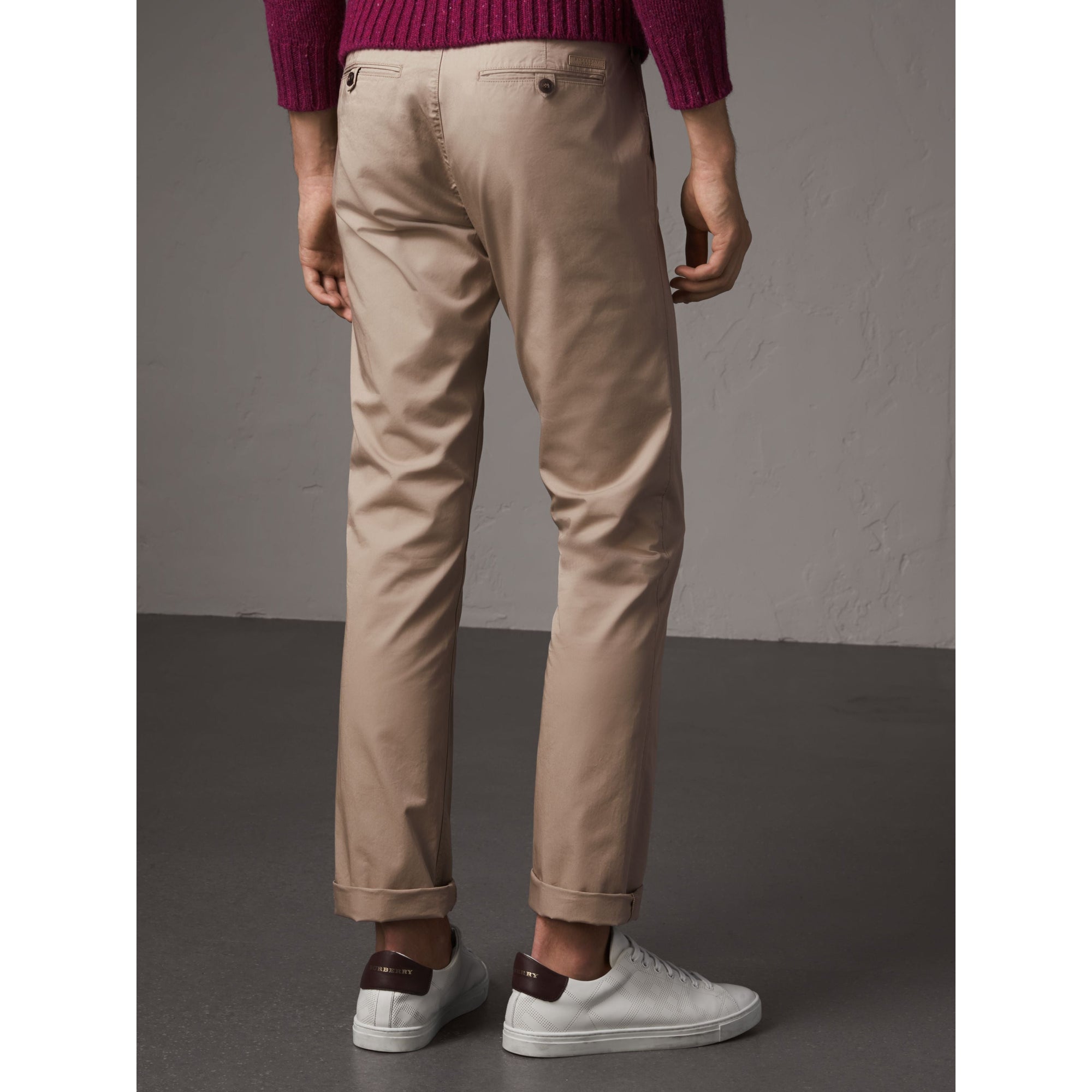 TAUPE Pantalon chino de coupe droite en coton