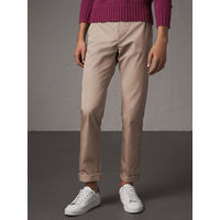 TAUPE Pantalon chino de coupe droite en coton
