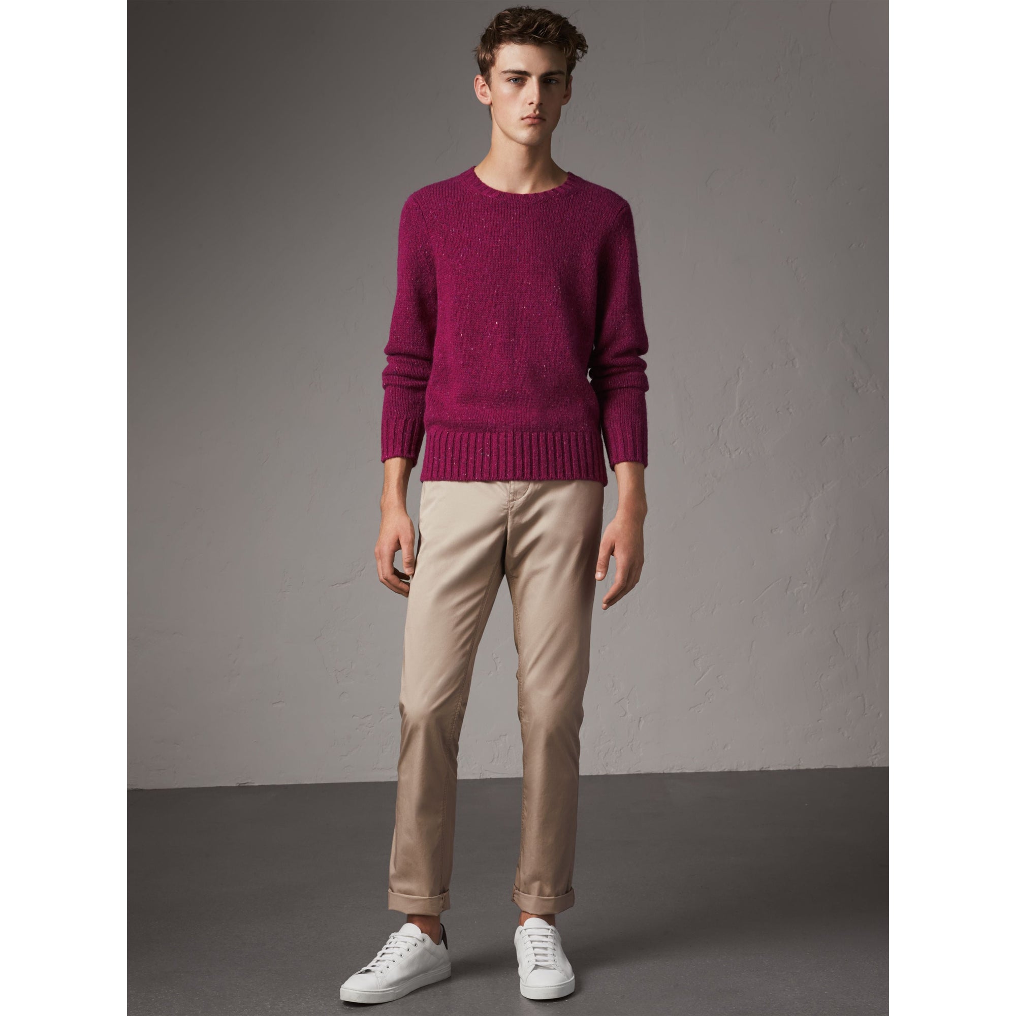TAUPE Pantalon chino de coupe droite en coton