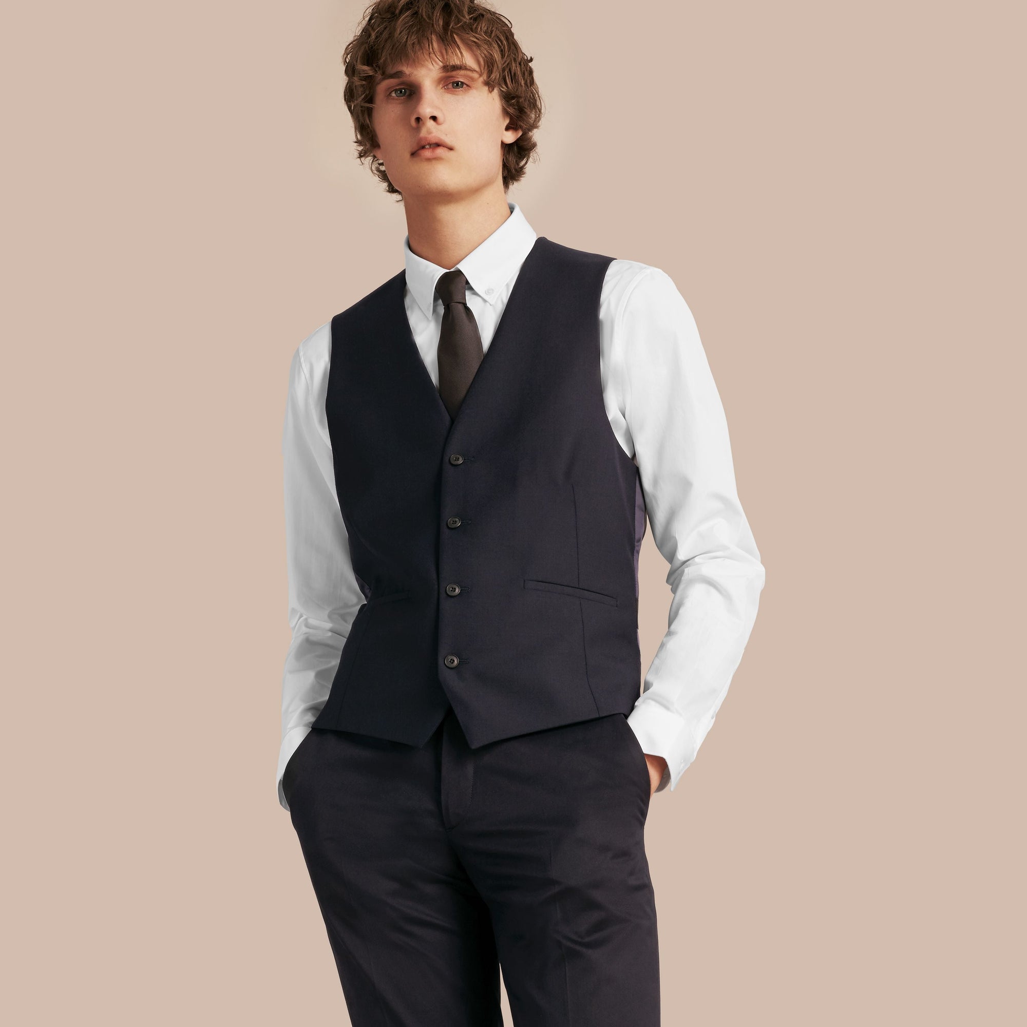 NAVY Gilet de coupe étroite en laine