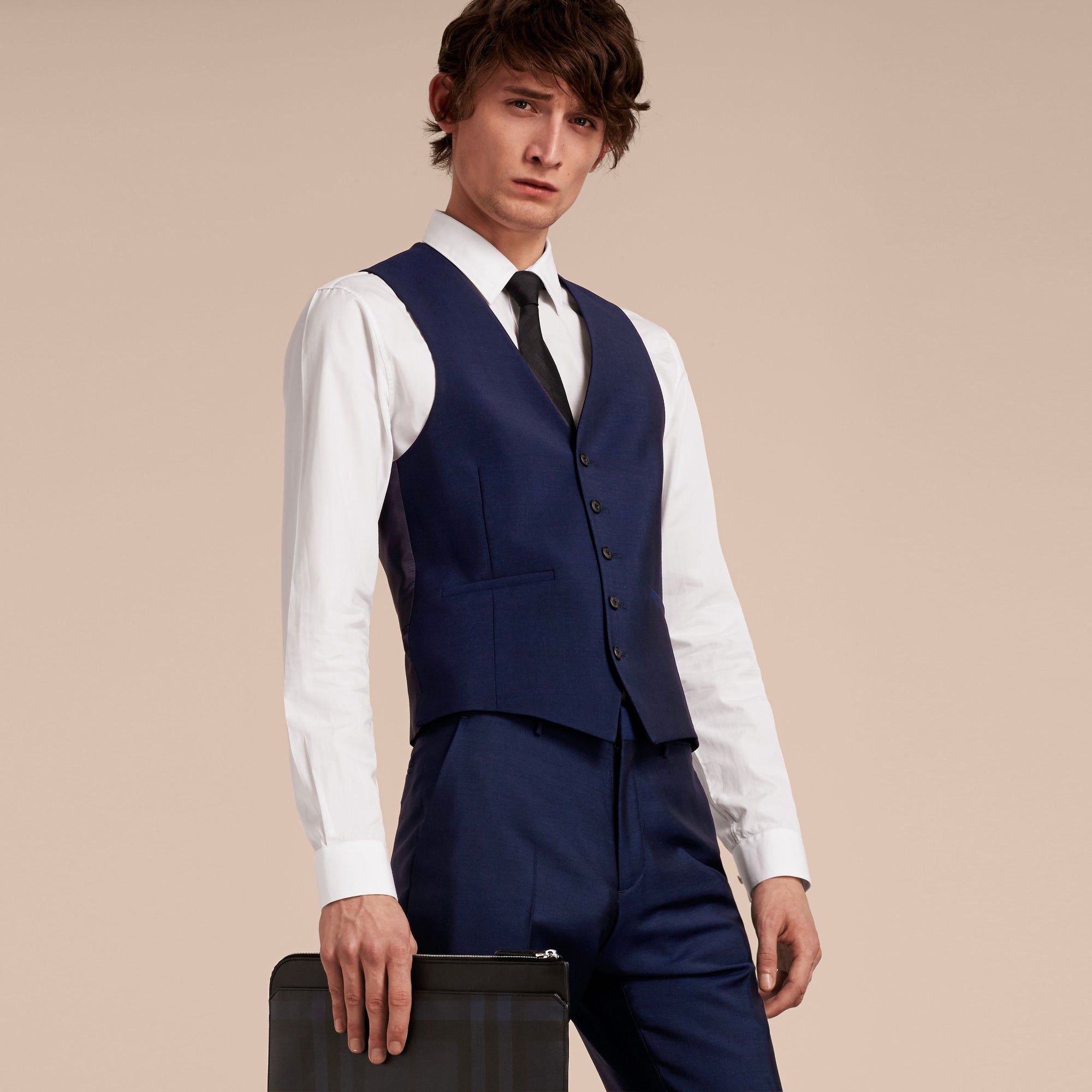 NAVY Gilet de coupe étroite en laine mohair