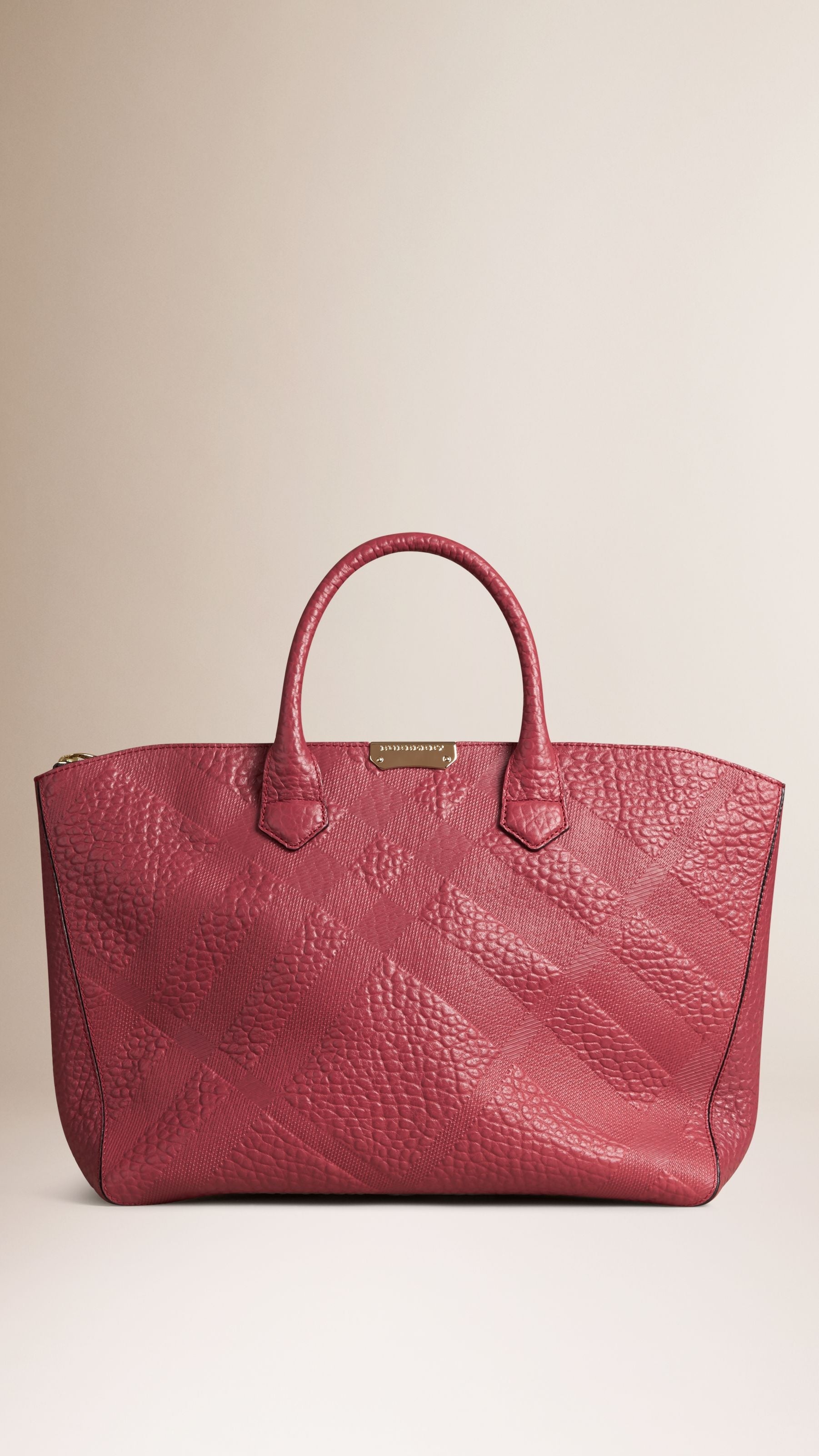 PEONY ROSE Sac tote medium en cuir à motif check en relief