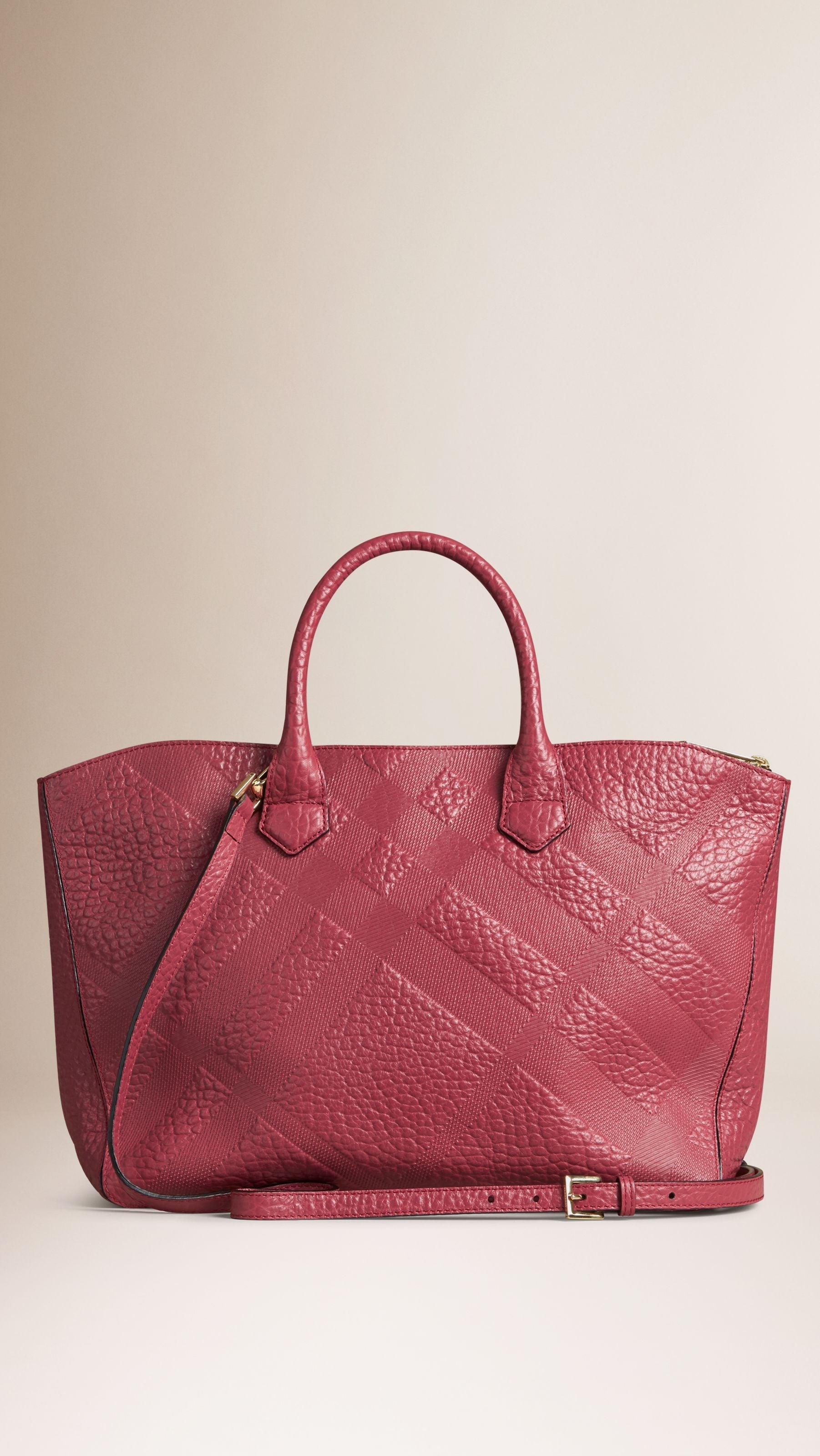 PEONY ROSE Sac tote medium en cuir à motif check en relief