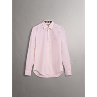 PALE PINK Chemise en popeline de coton extensible avec éléments check